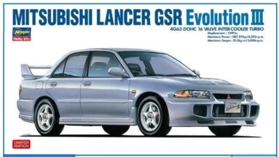 KIT MODELLINO AUTO STATICO HASEGAWA MITSUBISHI LANCER GSR EVO III SCALA 1:24 - Immagine 1 di 4