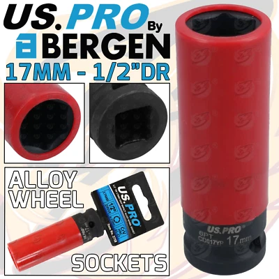 US PRO BY BERGEN US PRO 17mm Deep Impact Socket Alloy Wheel Socket 1/2 Drive 79mm Long 3758