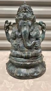 Antique Ganesha With Patina Large 13in Bronze Statue Indonesia Gorgeous - Picture 1 of 11