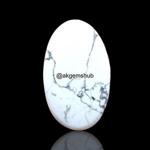 50,75 kt natürlicher Howlith Edelstein Armband Herstellung ovaler Cabochon 43 x 26 x 4 mm - Bild 1 von 11