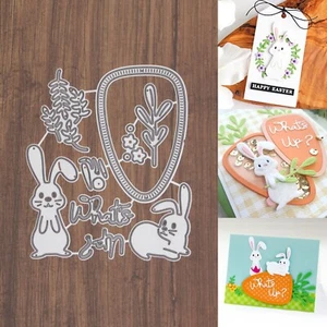 What’s Up? Hase Duo mit Karottenrahmen Stanzformen - Ostern Frühling Blumen - Bild 1 von 15