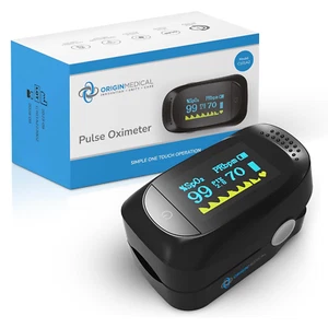 Origin Medical Fingertip Pulse Oximeter, Blood Oxygen Saturation and Heart Pulse - Picture 1 of 12