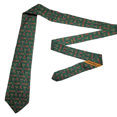 Corbata de seda con estampado de instrumentos musicales Salvatore Ferragamo para hombre hecha a mano en Italia Foto 1 de 4