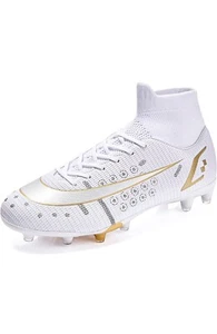 Men's Soccer Cleats with High-Tops Lace-Up Non-Slip Spikes Ankle-Cuff Sz 10 - Picture 1 of 8