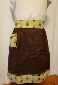 Vintage Handmade Apron 1950/1960s Brown Print - Picture 1 of 7