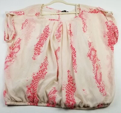 Blusa George Para Mujer 22W 24W 3X Beige Rojo Piel de Serpiente Manga Corta Cuello Redondo Top Foto 1 de 4