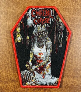 CANNIBAL CORPSE, SEW ON RED BORDER WOVEN PATCH - Picture 1 of 1