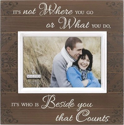Malden Sunwashed Wood Words "Beside you that Counts" 4x6 Picture - Frame 9x9 New - Image 1 of 2