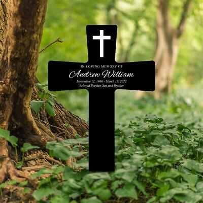 Personalized Memorial Acrylic Plaque Stake, Grave Marker Cross, Memorial Gift • 19.99£