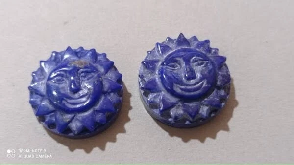 Lapislazzuli naturali - coppia lune incise a mano - Imagen 1 de 1