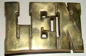 Vintage Gürtelschnalle aus massivem Messing, die LEN sagt - Bild 1 von 2