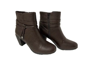 Croft& Barrow Ortholite Women's brown side zip ankle booties shoes size 7M - Picture 1 of 5