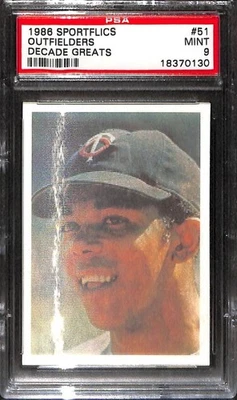 1986 SPORTFLICS DECADE GREATS #51 OUTFIELDERS PSA 9 Mint 18370130  - Image 1 of 3