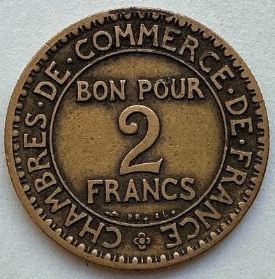 Francia 1923 2 francos - dos francos franceses KM #877 Foto 1 de 2