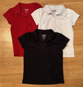 Lot of 3 IZOD Short Sleeve Polo School Uniform Shirts Red, White & Blue - Size 6 - Picture 1 of 20