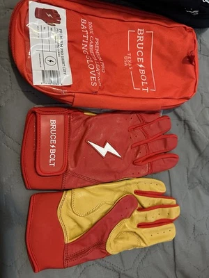 Bruce Bolt Youth Short Cuff M Red Batting Gloves