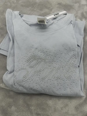 Victoria's Secret Rosa CAMPUS ALGODÓN BLING MANGA LARGA CAMISETA HORTENSIA AZUL L Foto 1 de 4