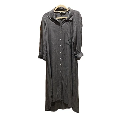 Zara Swing Tunic Shirt Dress Large Flannel Fall Shacket Grey - Image 1 of 4