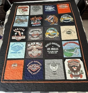 Vintage Harley Davidson Cross Country Custom Quilt Rare One Of A Kind 82”x69” - Bild 1 von 11