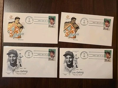 (4) June 10, 1989 Lou Gehrig First Day Issue Envelopes Cooperstown, NY - Image 1 of 4