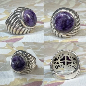 Sterling Silver 925 Signed NK Ring Purple Healing Charoite 10g FREE SHIP 6.5 - Picture 1 of 14