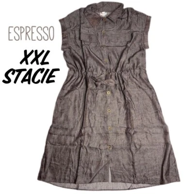STACIE Lularoe Shirt Dress 2XL XXL NWT Lightweight Denim Look Brown Shades Foto 1 de 2