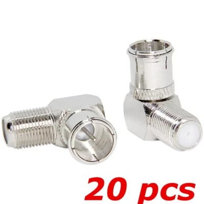 20 PACK F-Type Quick Connecter Right Angle 90 Degree M/F Coax TV Push-On Adapter - Image 1 of 2