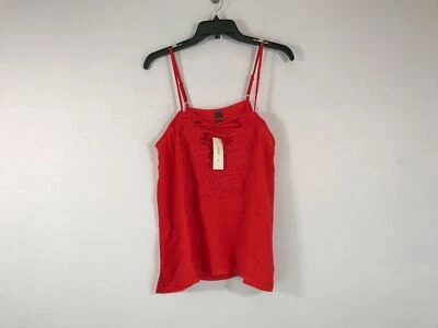 Francesca's Strappy Lace Accent Spaghetti Strap Tank Top - Women's Size M-Red - Image 1 of 4