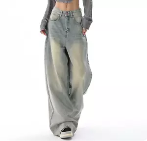 Denim Casual Streetwear Y2K High Waisted Baggy Light Blue Women Jeans Size S-XXL - Picture 1 of 6