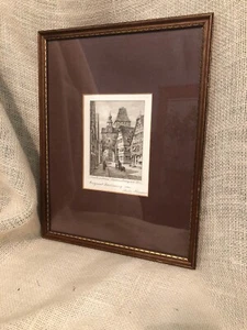 Marco de fotos vintage antiguo original grabado firmado escena europea - Imagen 1 de 3