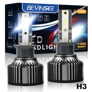 Bevinsee H3 LED Headlight Bulbs Foglight High Low Beam Cold White Lights 6000LM - Picture 1 of 12