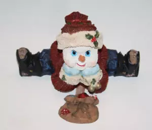 Muñeco de nieve barbilla en manos 6" estante cuidador Navidad vacaciones resina abrigo decoración - Imagen 1 de 9