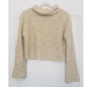 Obey sz S Alexa Cropped Funnel neck sweater wool alpaca chunky y2k streetwear - Picture 1 of 6