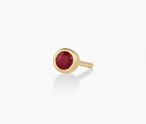 Swarovski Gold And Red Stud Solitaire Earrings, Vintage, Signed - Picture 1 of 4