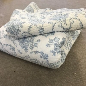 NOBLE EXCELLENCE Twin Cotton Quilt Bedcover & Pillow Sham Blue & White 68 X 90 - Picture 1 of 15