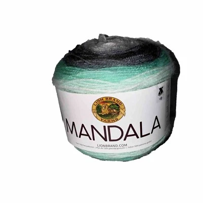 Lion Mandala Genie 5.3 Oz 590 Yards Aqua Teal Gray Yarn - Image 1 of 4