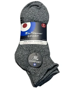 Ben Sherman Sport Socks Mens Quarter 7 Pairs Full Cushion Comfort Stay Dry Yarn - Picture 1 of 13