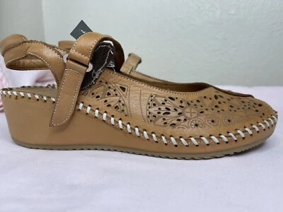 Spring Step Leather Peeptoe Mary Jane Camel Size 42 - Image 1 of 4