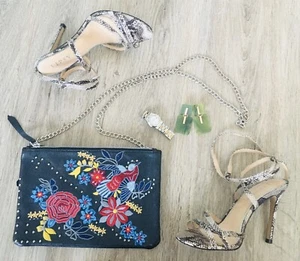 Black Floral Thread And Studd Detailing Cross Body Bag - Picture 1 of 6