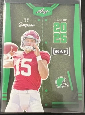 2023 LEAF DRAFT TY SIMPSON GREEN CLASS OF 2025 #85 ALABAMA CRIMSON TIDE - Image 1 of 2