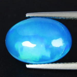 5.40Cts Natural Color Play Ethiopian Blue Opal Oval Cabochon Loose Gemstone - Picture 1 of 5