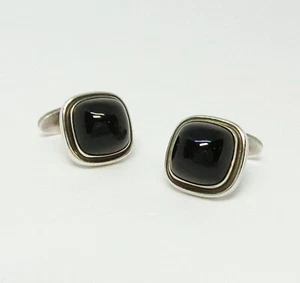 Gemelos de plata esterlina Georg Jensen #44H con ónix negro 925S Dinamarca vi... - Imagen 1 de 6