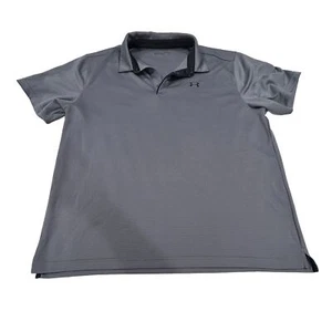 Under Armour Poloshirt Herren Gr. 2XL Grau Gestreift Kurzarm Locker Heatgear - Bild 1 von 3