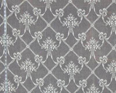Cinta Crema Floral Encaje Cortina Tela Algodón Material Nottingham POR Y Foto 1 de 2