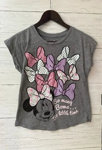 Minnie Mouse Disney Store Grey Girls L 10/12 tee shirt Lots of Bows - Picture 1 of 8