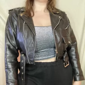 INSANE Vintage 1980s Punk Motorcycle Leather Jacket - Picture 1 of 5