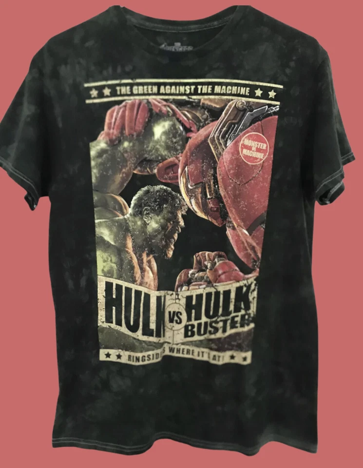 Marvel Hulk Vs Hulk Buster Iron Man Green M Tie Dye Official Avengers.. - Изображение 1 из 4