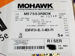 Cable elevador de red Belden Mohawk M57553 24/4P CAT5e LAN UTP azul/100 ft - Imagen 1 de 8