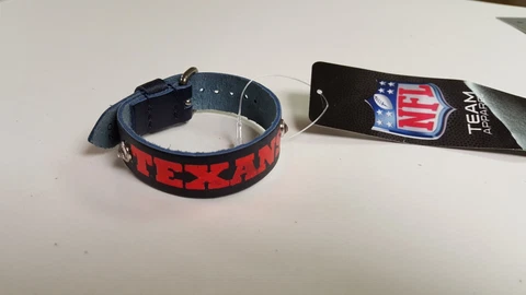 Houston Texans Blue Ladies Leather Buckle Bracelet bling NFL Fashion Belt Style Cover