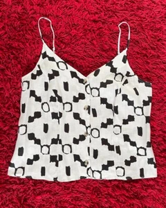 H&M Large Linen Top Button Front Adjustable Shoulder Straps Lightweight - Picture 1 of 4